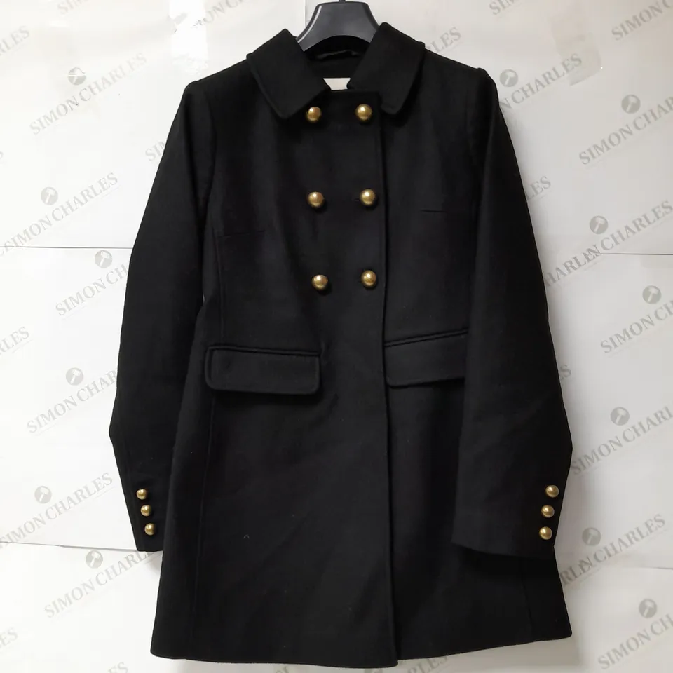 BODEN DOUBLE BREASTED WOOL COAT IN BLACK UK 6