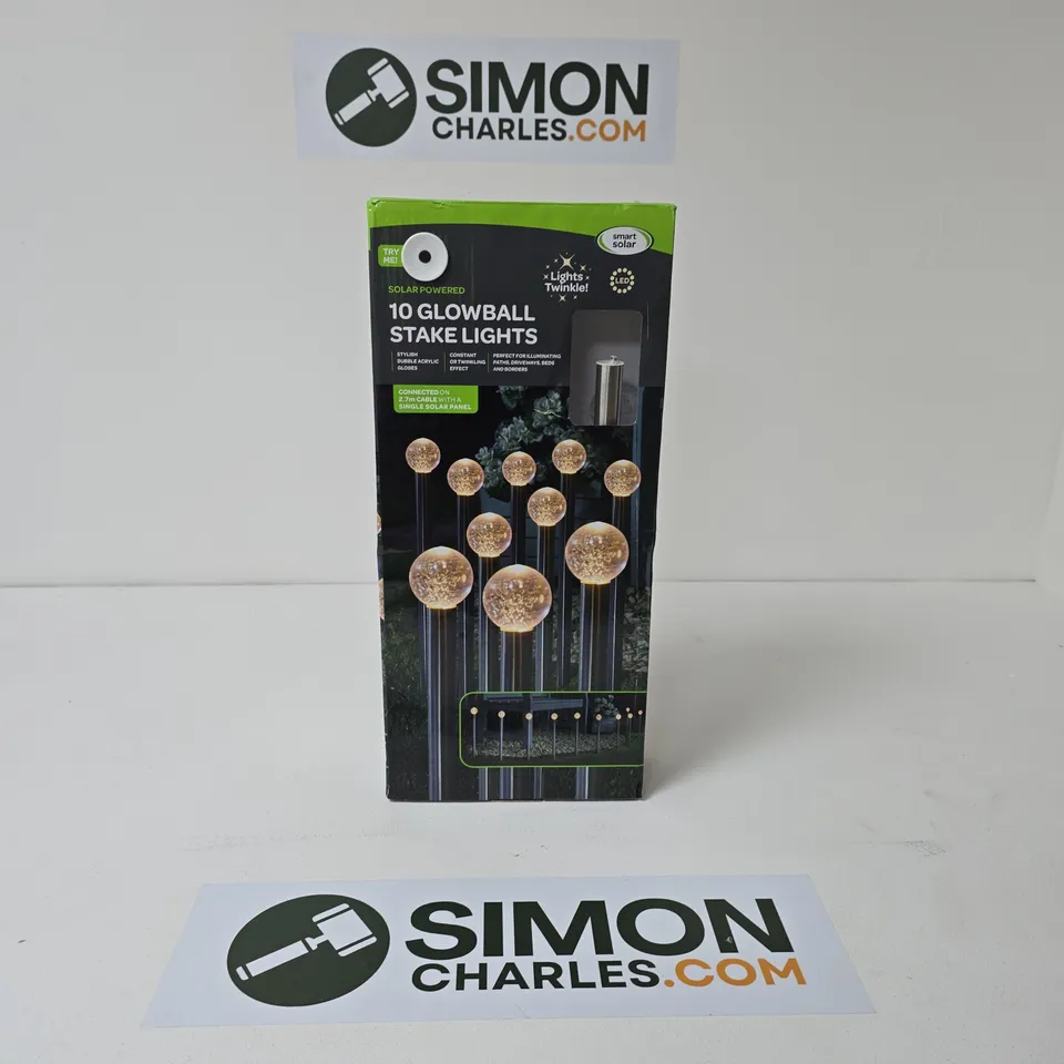 10 GLOWBALL STAKE LIGHTS – SOLAR POWERED GARDEN LIGHTING