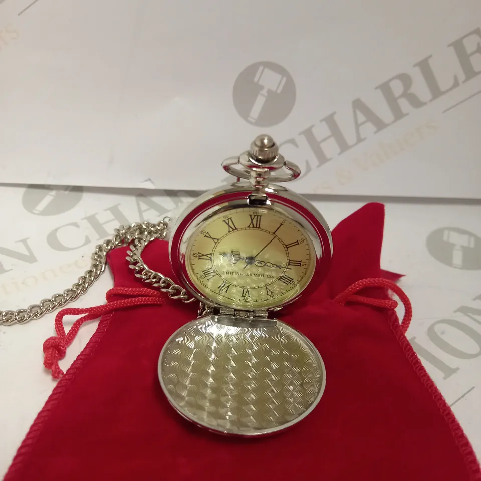 BRITISH SILVER COMPANY ROYAL NAVY CHAINED POCKET WATCH 