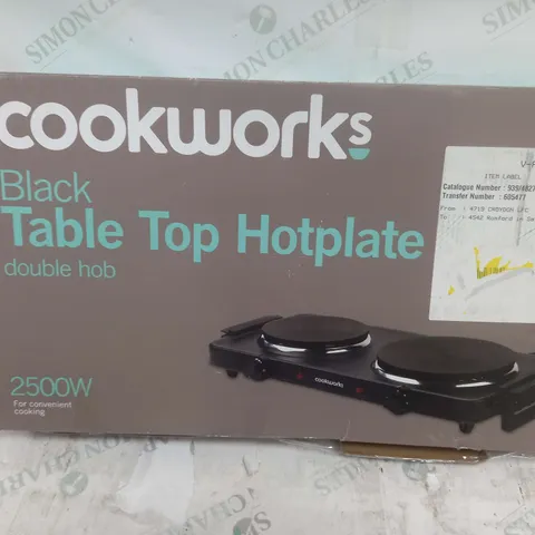 BOXED COOKWORKS BLACK TABLE TOP HOTPLATE
