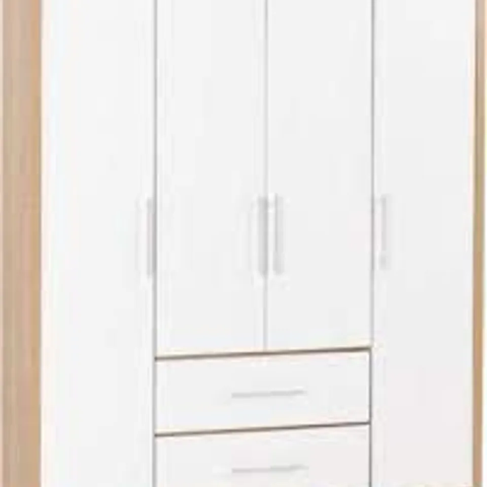 BOXED LOUISA SEVILLE 4 DOOR 2 DRAWER WARDROBE WHITE GLOSS (3 BOXES)