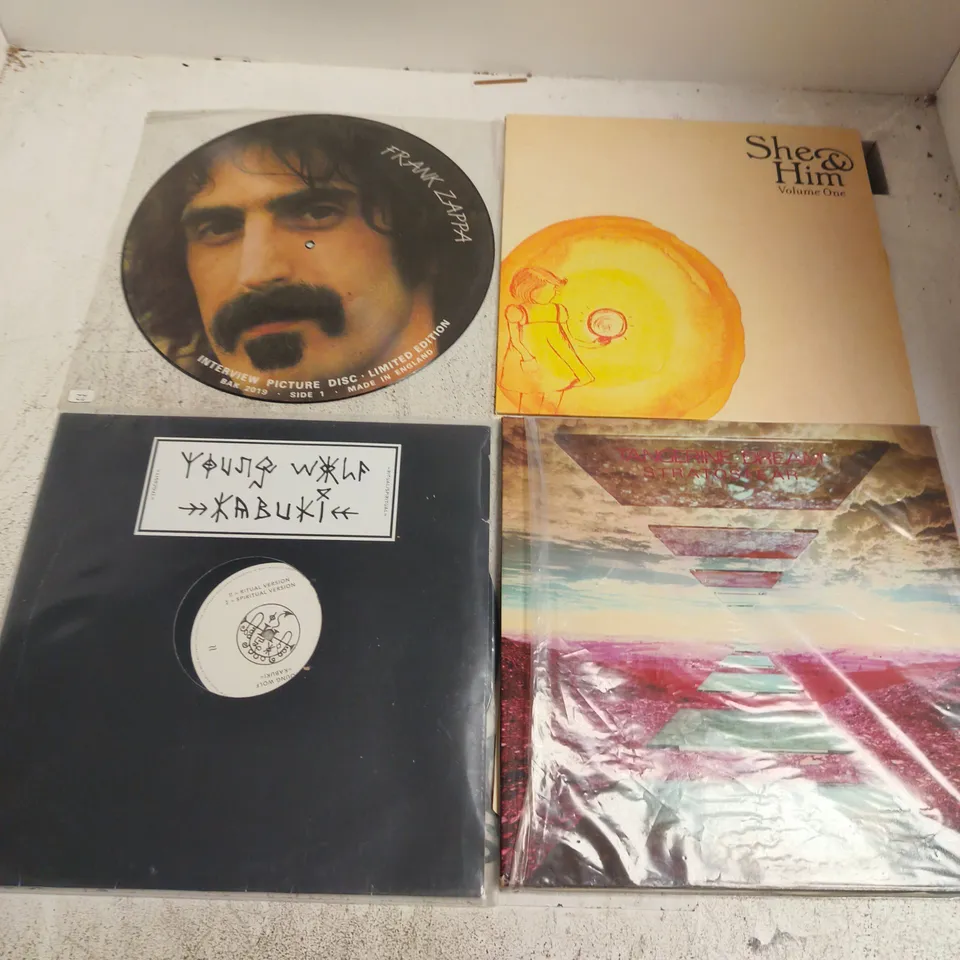 APPROXIMATELY 10 ASSORTED VINYL'S TO INCLUDE ARTISTS SUCH AS FRANK ZAPPA, SHE & HIM, KABUKI, ETC - COLLECTION ONLY