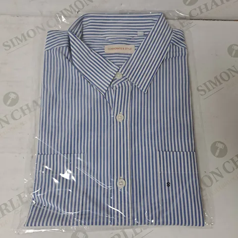 SEALED SET OF 7 BRAND NEW CORPORATIVE STYLE BLUE & WHITE STRIPE WOMENS SHIRT- S