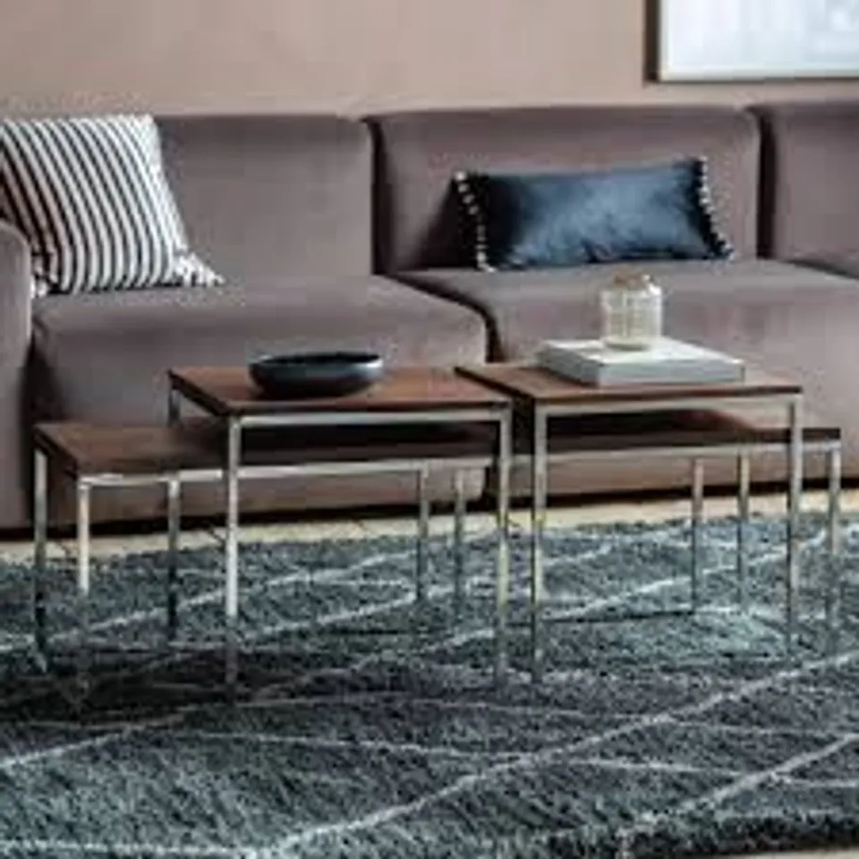 BOXED GALLERY INTERIORS BLETCHLEY COFFEE TABLE NEST WALNUT