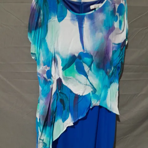 PERSONAL CHOICE BLUE DRESS WITH PATTERNED OVER SHIRT - 24