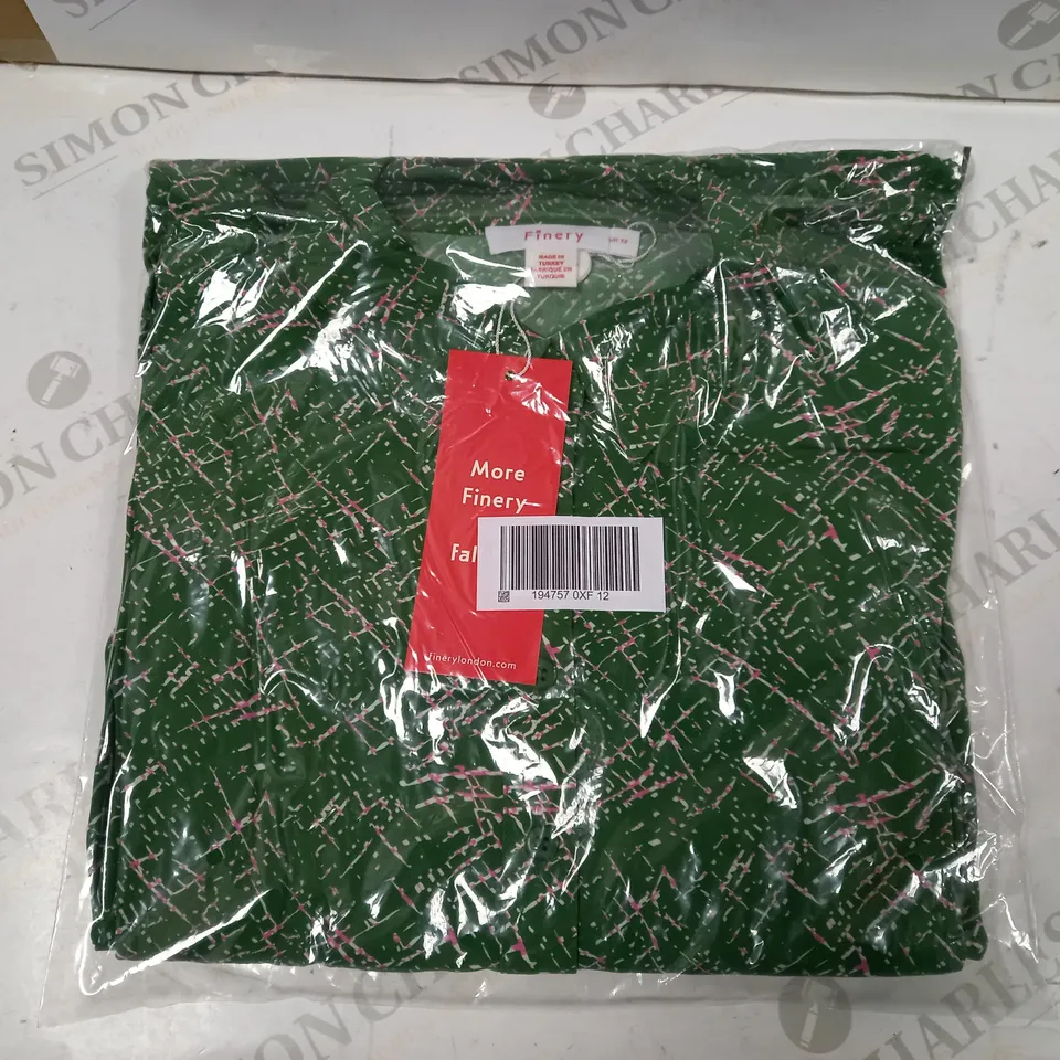 BRAND NEW FINERY LONDON CASSIE PRINT DRESS IN GREEN - SIZE 12