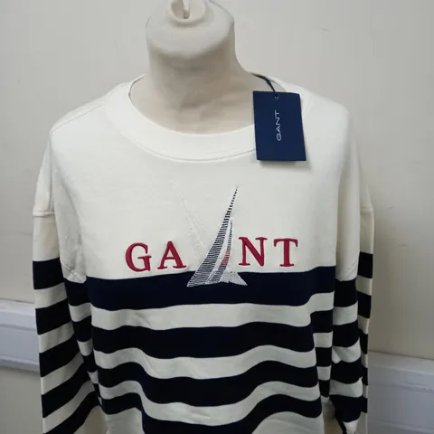 GANT SIL STRIPED C NECK SWEATER M