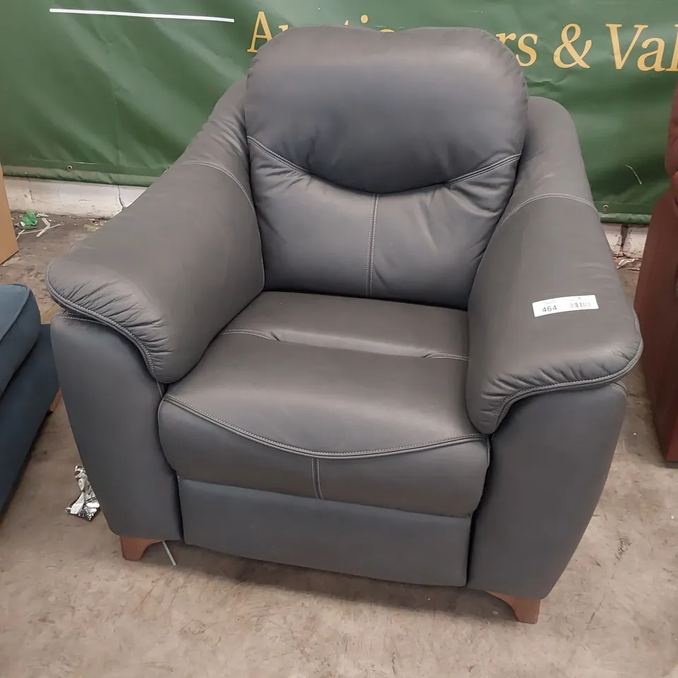QUALITY BRITISH DESIGNER G PLAN JACKSON EASY CHAIR CAMBRIDGE PETROL BLUE LEATHER 