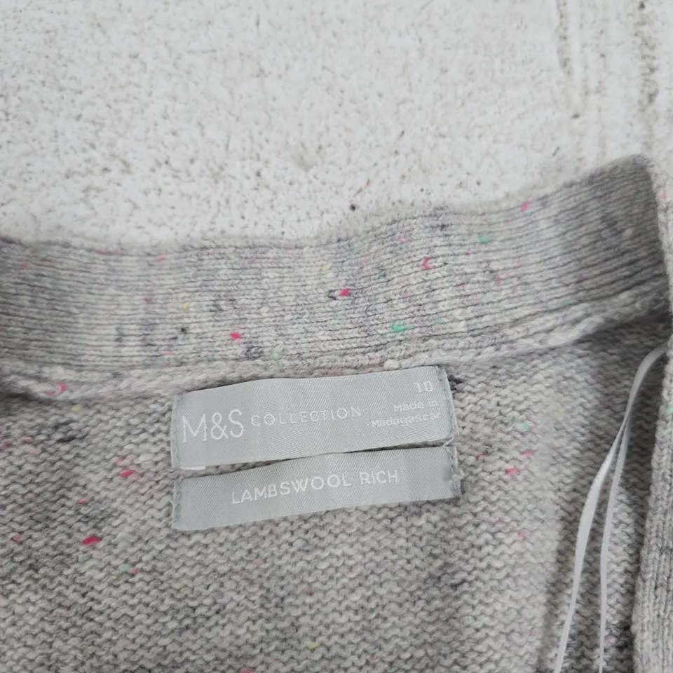 M&S COLLECTION LAMBSWOOL CARDIGAN – GREY, WOMEN’S SIZE 10