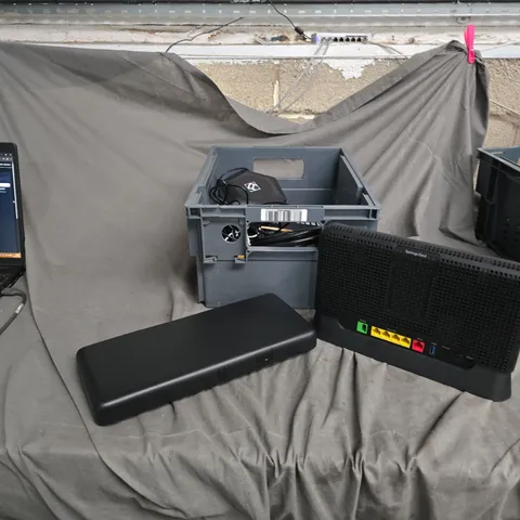 X 3 UNBRANDED 4-PORT HOME NETWORKING ROUTER WITH POWER ADAPTER & CABLES.