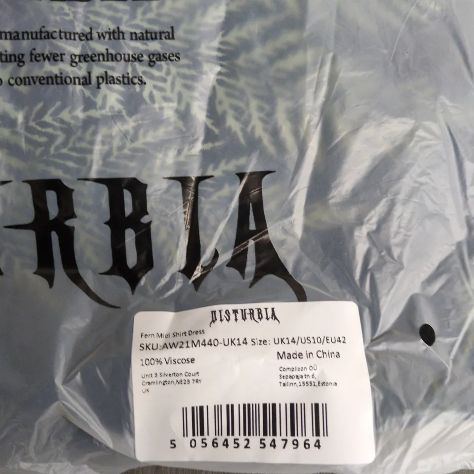 DISTURBIA FERM MIDI SHIRT DRESS – UK14 (US10, EU42)