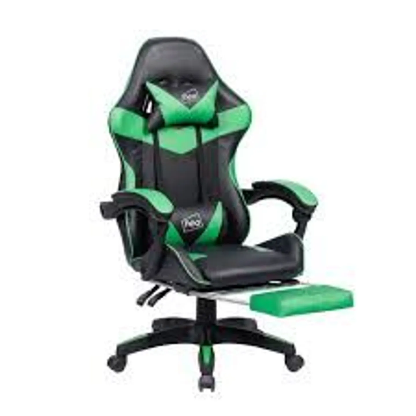 BOXED NEO GREEN/BLACK LEATHER GAMING CHAIR WITH FOOTREST (1 BOX)