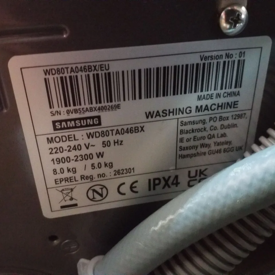 SAMSUNG 8Kg WASHING MACHINE GRAPHITE WD80TA046BXEU