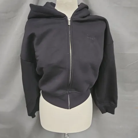 TALA CROPPED ZIP THROUGH HOODIE IN BLACK SIZE S