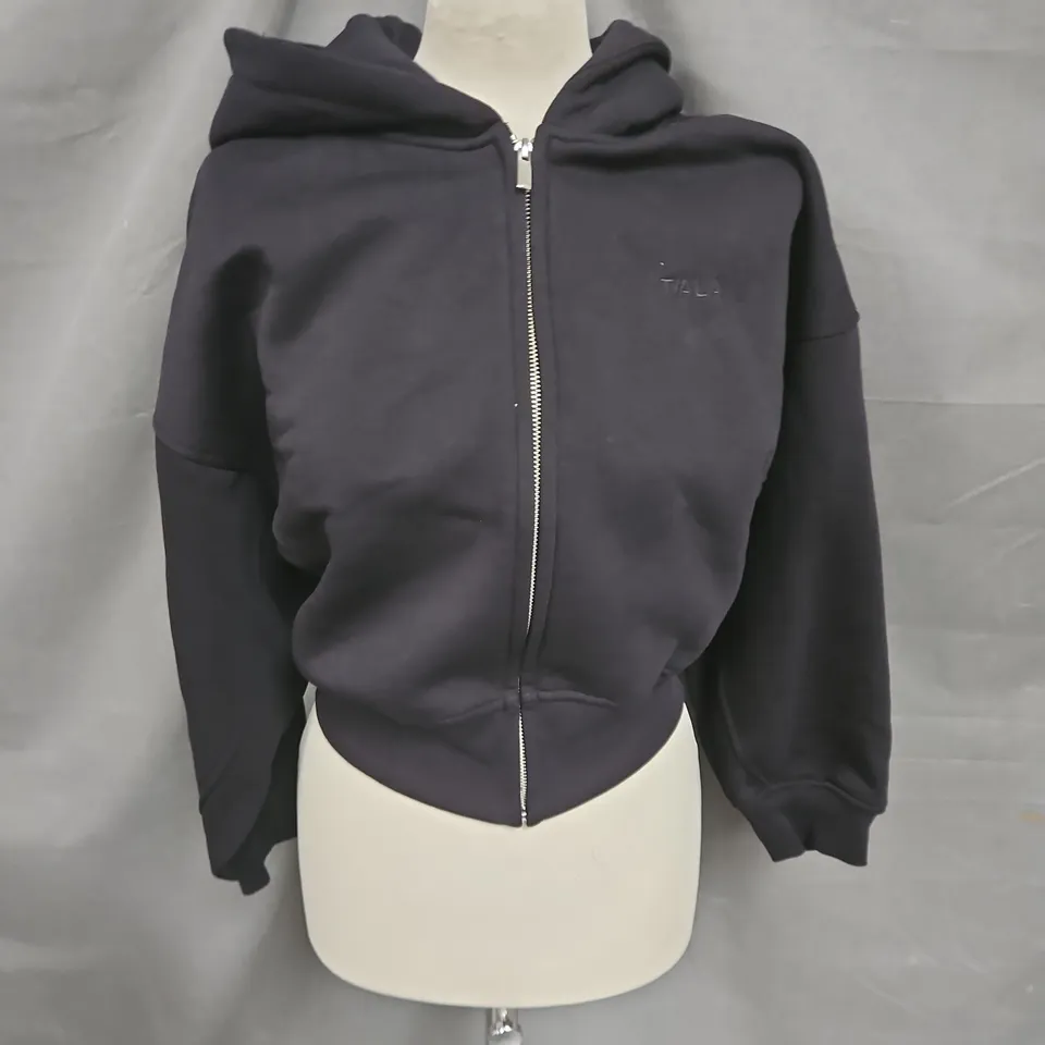 TALA CROPPED ZIP THROUGH HOODIE IN BLACK SIZE S