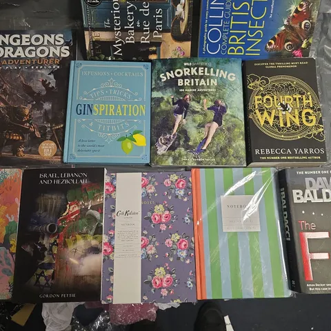LARGE QUANTITY OF ASSORTED BOOKS TO INCLUDE D&D ADVENTURER, GINSPIRATION AND VARIOUS REFERENCE BOOKS AND NOVELS