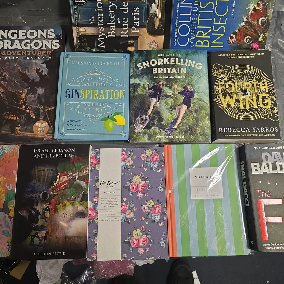 LARGE QUANTITY OF ASSORTED BOOKS TO INCLUDE D&D ADVENTURER, GINSPIRATION AND VARIOUS REFERENCE BOOKS AND NOVELS