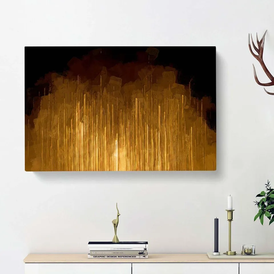 BOXED GOLDEN RISE IN ABSTRACT - WRAPPED CANVAS PAINTING