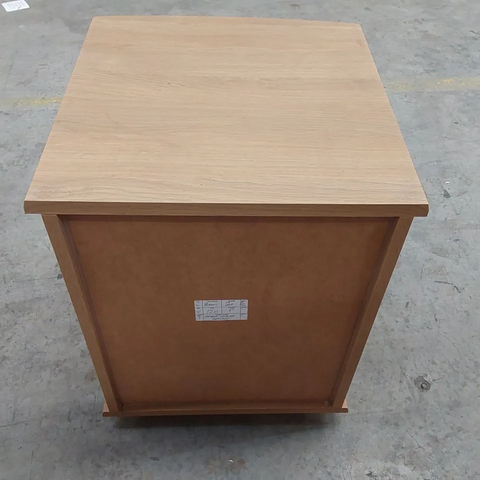 DESIGNER WOODEN 2 DRAWER BEDSIDE TABLE ON WHEELS