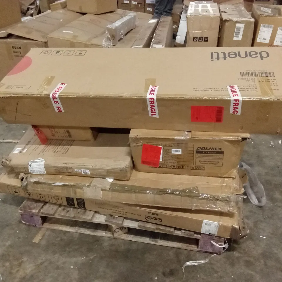PALLET OF ASSORTED INCOMPLETE FURNITURE PARTS AND PIECES