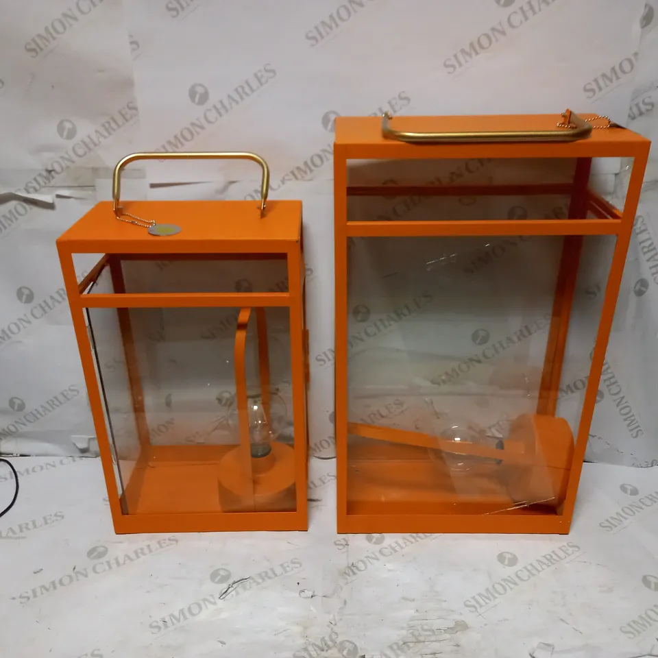 AMANDA HOLDEN BUNDLEBERRY SET OF LANTERNS- CORAL ORANGE