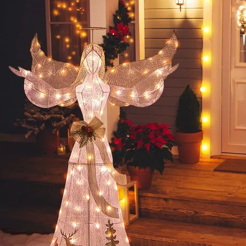 BOXED 150cm LIGHTED CHRISTMAS ANGEL DECORATION PRE-LIT OUTDOOR DECORATION (1 BOX)