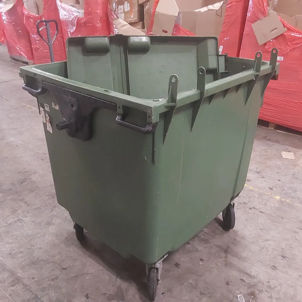 LARGE GREEN FOUR-WHEEL INDUSTRIAL WASTE CONTAINER