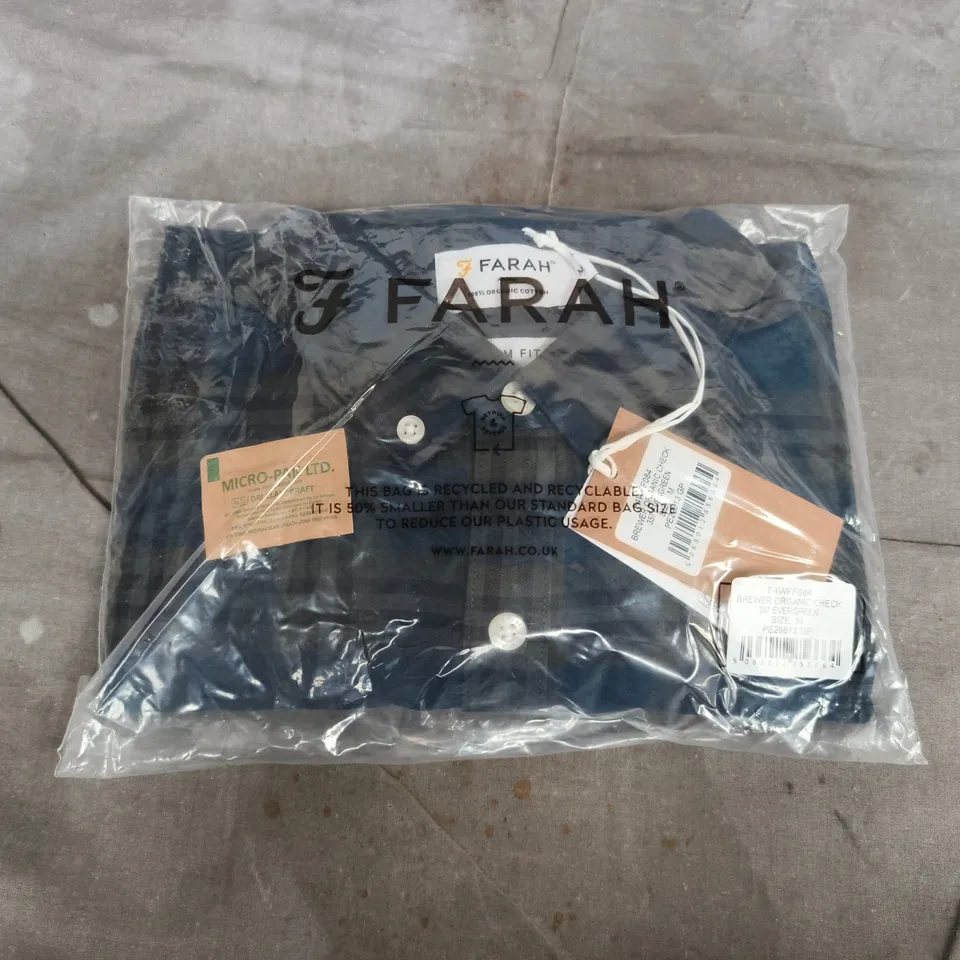 BAGGED FARAH BREWER ORGANIC CHECK 357 EVERGREEN - MEDIUM