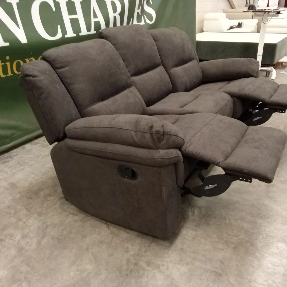 ALBION FABRIC 3 SEATER HIGH BACK MANUAL RECLINER SOFA - CHARCOAL RRP £749