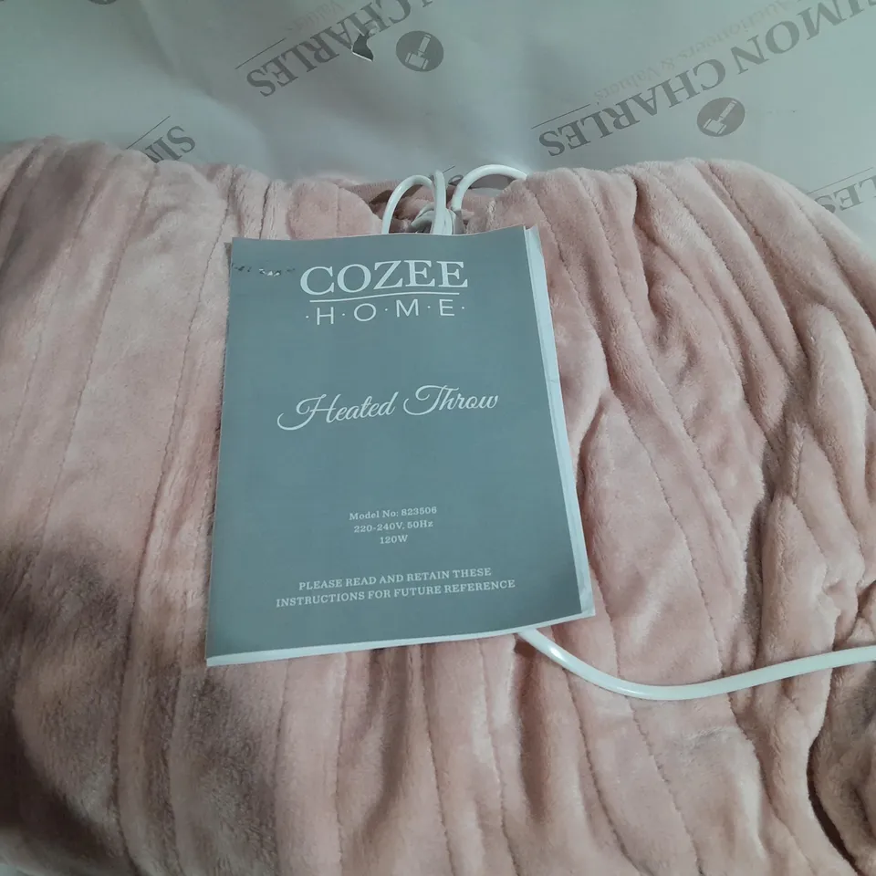COZEE HOME VELVETSOFT HEATED THROW IN PINK