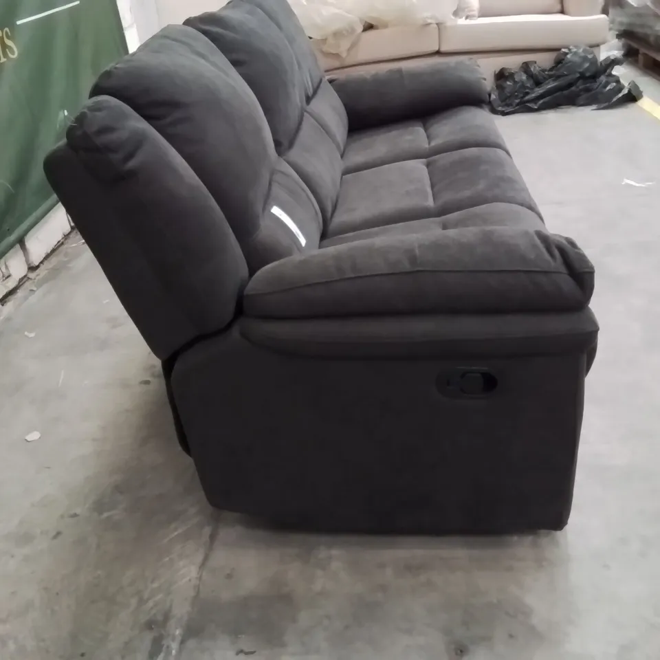 QUALITY DESIGNER 3 SEATER CHARCOAL FABRIC UPHOLSTERED MANUAL RECLINING SOFA