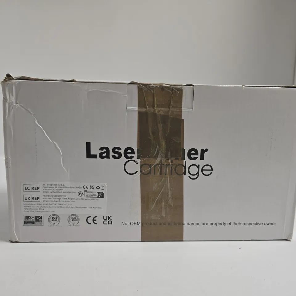 BOX OF APPROXIMATELY 10 ASSORTED PRINT CARTRIDGE INCLUDING LAZER TONER CARTRIDGES AND 2 PACK BLACK TONER CARTRIDGE AND 