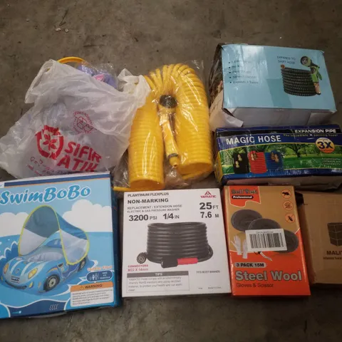 PALLET CONTAINING ASSORTED GARDEN HOSES & INFLATABLES