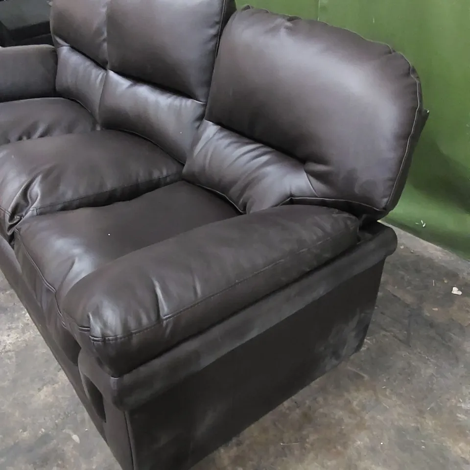 DESIGNER 3-SEATER IN DARK BROWN LEATHER 