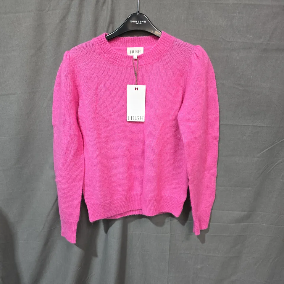 BOX OF APPROXIMATLEY 25 CLOTHING ITEMS INCLUDING:THREADBARE PURPLE FLEECE, HUSH PINK JUMPER AND ELISA IMMAGINE COLLEZIONE WOMENS GREY PANTS