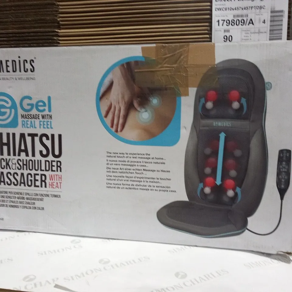 BOXED HOMEDICS GEL MASSAGE WITH REAL FEEL SHIATSU BACK AND SHOULDER MASSAGER WITH HEAT SGM-1600H-EU