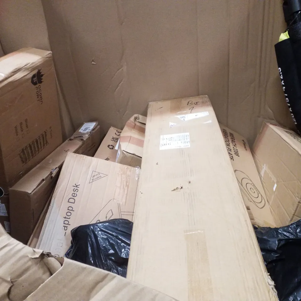 PALLET CONTAINING ASSORTED PRODUCTS INCLUDING WHITEBOARD, KIDS SCOOTER, PICTURE FRAME, STUFFED ANIMAL STORAGE & PIANO BENCH