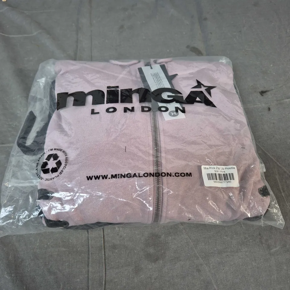 MINGA LONDON MIA PINK ZIP-UP HOODIE - S/M