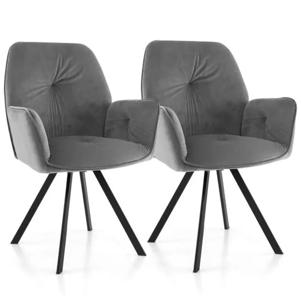 BRAND NEW COSTWAY GREY SWIVEL ACCENT CHAIR SET OF 2