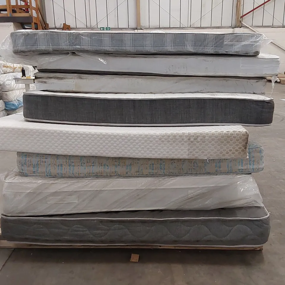 PALLET OF 8X ASSORTED MATTRESSES - VARIOUS SIZES, BRANDS, CONDITIONS 