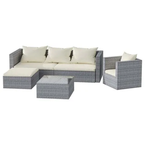 GARDEN FURNITURE RATTAN MODULAR CORNER SOFA SET 5 SEATS (3BOXES)