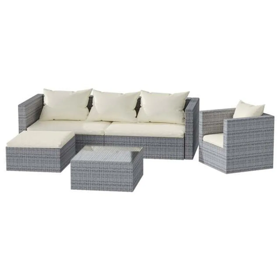 GARDEN FURNITURE RATTAN MODULAR CORNER SOFA SET 5 SEATS (3BOXES)