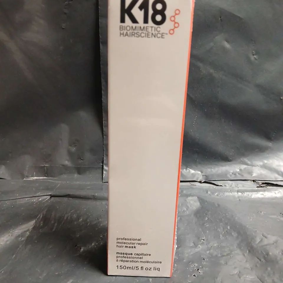 K18 BIOMIMETIC HAIR SCIENCE PROFESSIONAL MOLECULAR REPAIR HAIR MASK – 150ML, SEALED
