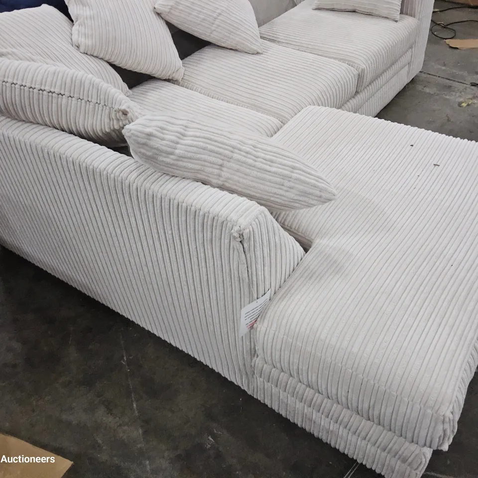 DESIGNER CHA8SE SOFA WITH SCATTER CUSHIONS & FOOTSTOOL NATURAL JUMBO CHORD