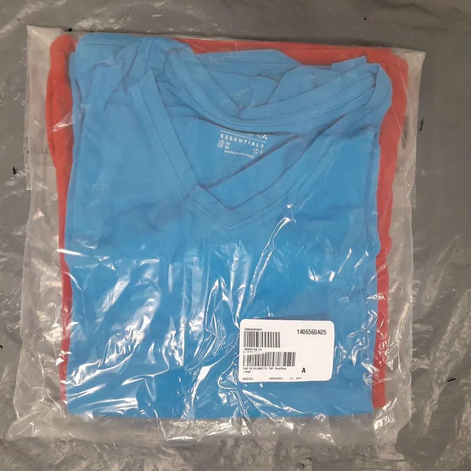 D & CO PACK OF 2 SILHOUETTE TOPS IN RED AND BLUE SIZE LARGE