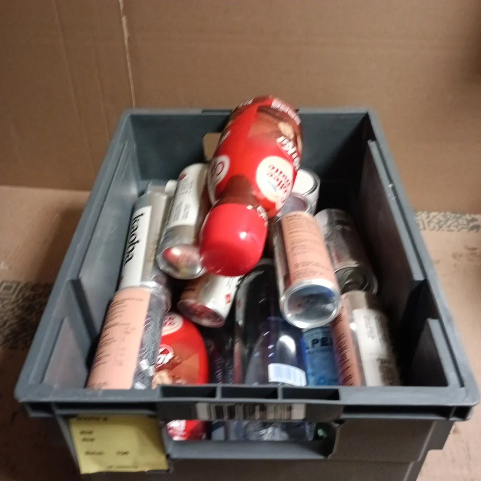 APPROXIMATELY 15 ASSORTED DRINK ITEMS INCLUDING COFFEE MATE KITKAT , KAOBA SPARKLING JUICE WATER  AND SMART WATER 