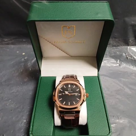 MENS FRANK SCHMIDT WATCH β TEXTURED DIAL WITH DATE β LEATHER STRAP