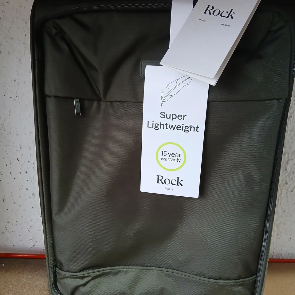 ROCK SUPER LIGHTWEIGHT LUGGAGE SUITCASE - DARK GREEN, FOUR-WHEEL 