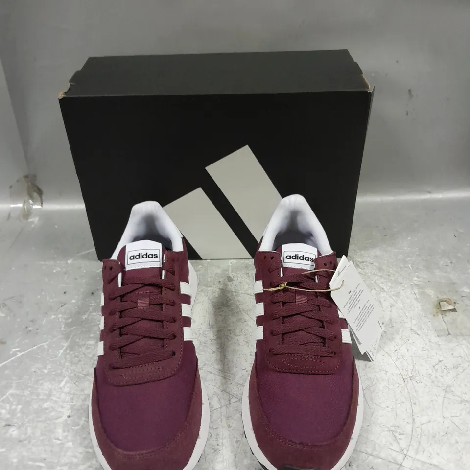 BOXED PAIR OF ADIDAS RUN 60S 2.0 MAROON UK 7.5 