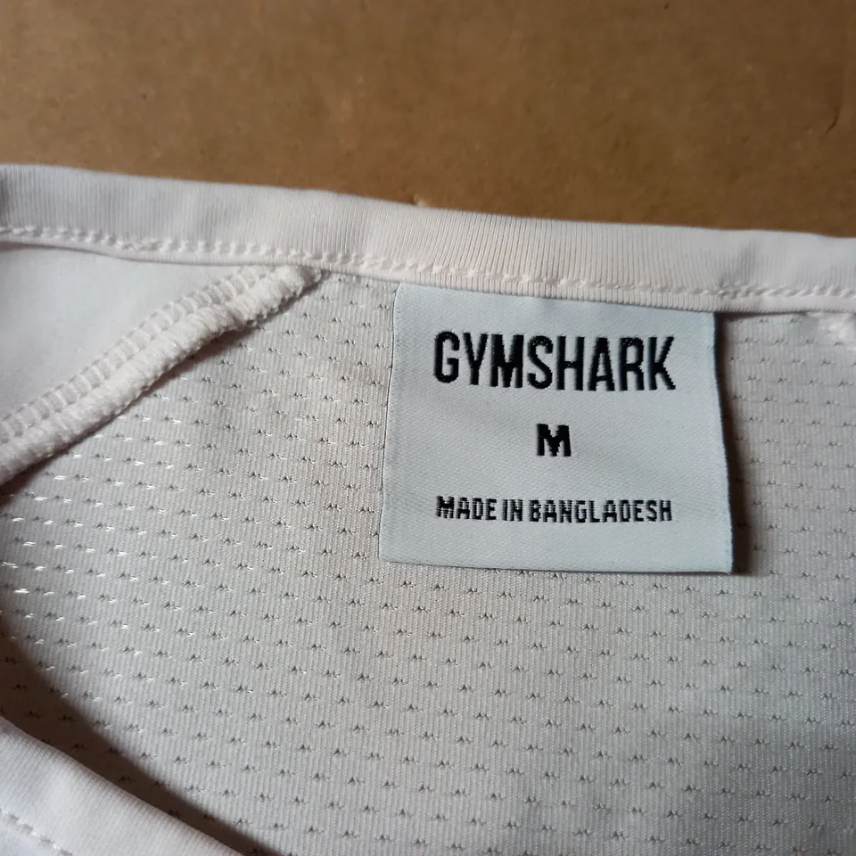 GYMSHARK LONG SLEEVE WORKOUT TOP - WHITE SIZE M
